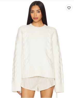 Lovers + Friends Cream Cable Knit Crewneck Sweater